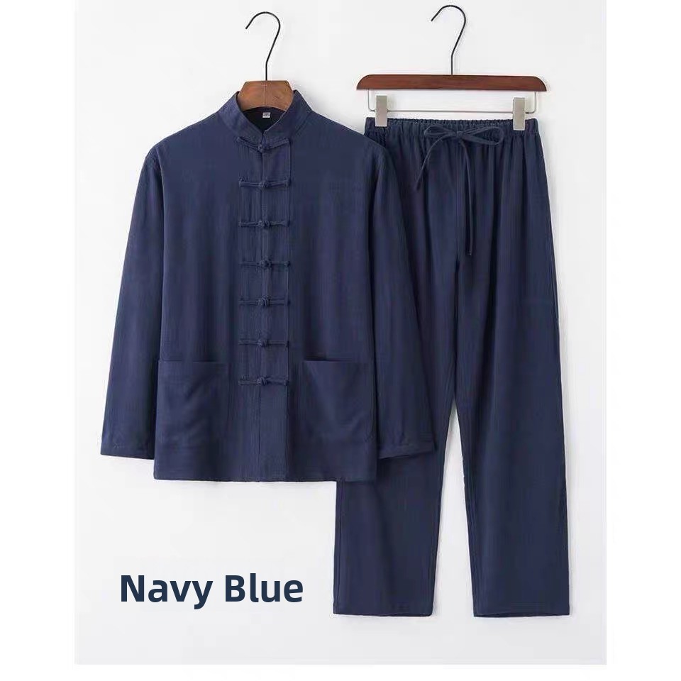 Mens Linen Shirt Long Sleeve - Kemeja Lengan Panjang Gaya Cina Bahan