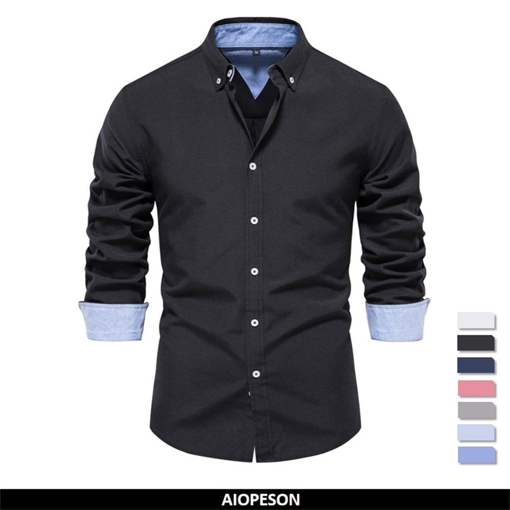 Oxford Cotton Casual Shirt Business - AIOPESON kemeja Oxford untuk pria, kemeja