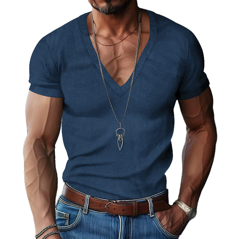 Kaos Pria Corduroy V-Neck Warn - Corduroy Button Up Shirt Men ulasan dan harga