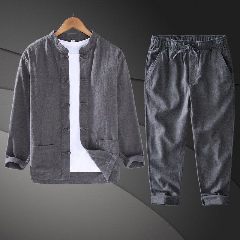 Kemeja Lengan Panjang Gaya Cin - Mens Linen Shirt Long Sleeve ulasan dan harga
