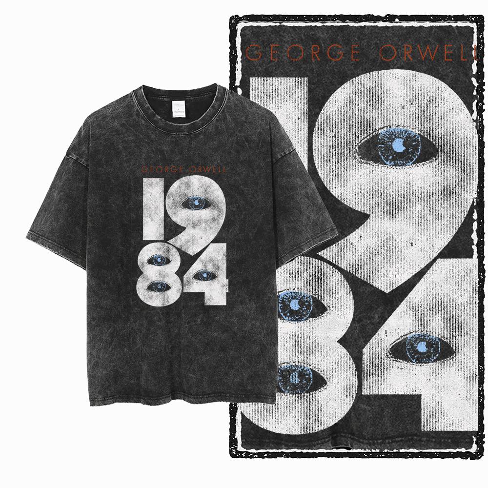 G02 Kaos Pria Grafis 1984 Ukur - Acid Wash Vintage Graphic T Shirt ulasan dan harga