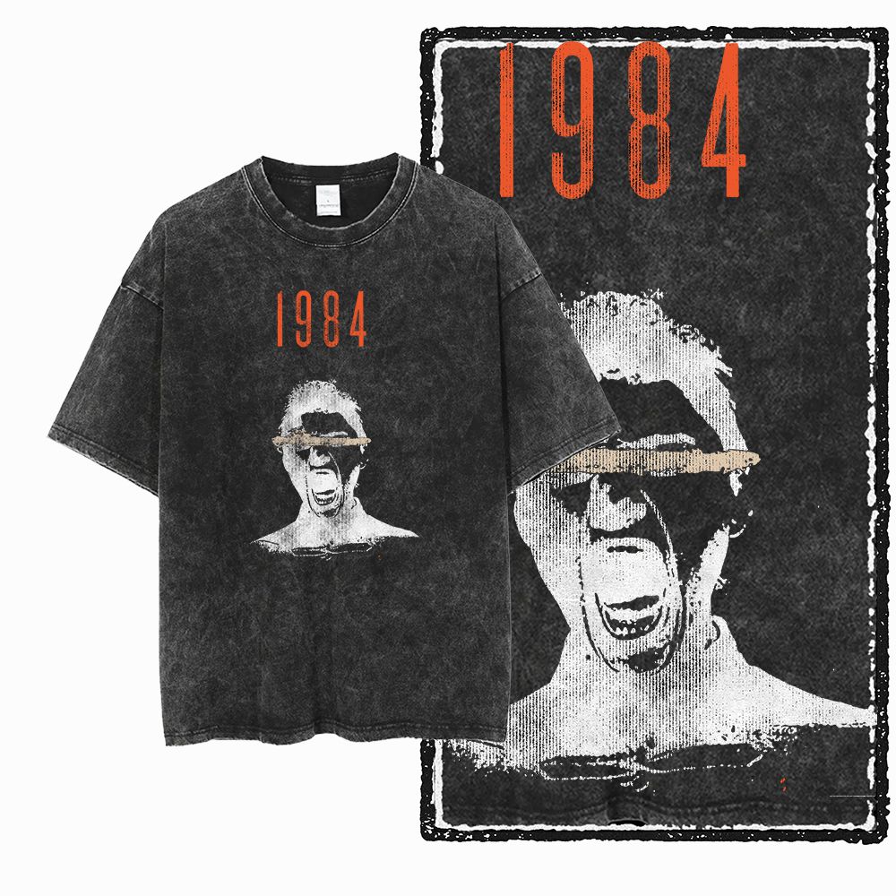G02 Kaos Pria Grafis 1984 Ukur - Acid Wash Vintage Graphic T Shirt ulasan dan harga