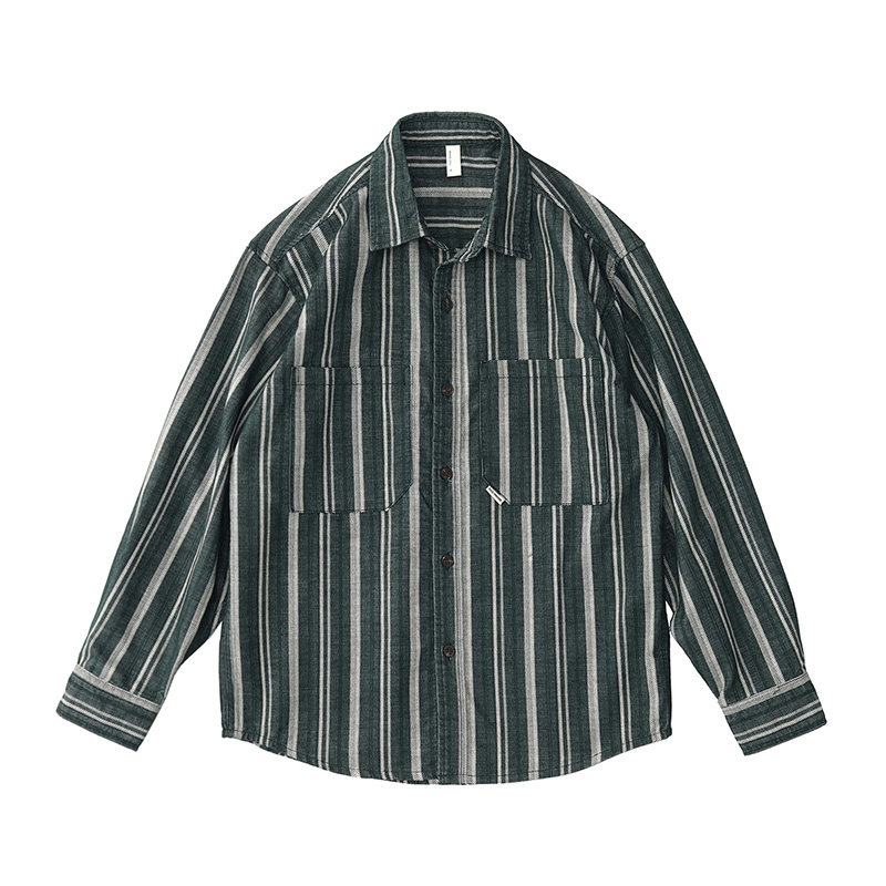 Kemeja Lengan Panjang Bergaris - Corduroy Button Up Shirt Men ulasan dan harga