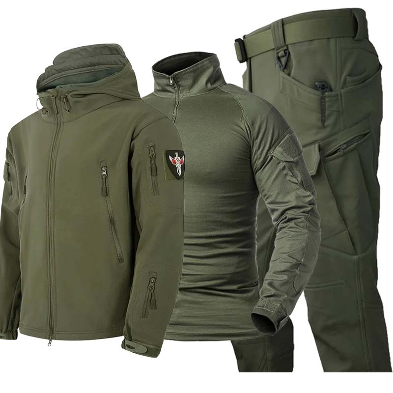 3PCS Setelan Taktis Camo Pria, - Tactical Military Shirt Cargo ulasan dan harga