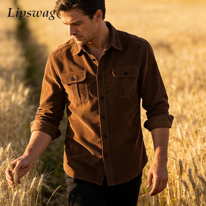 Jaket Kemeja Korduroi Warna So - Corduroy Button Up Shirt Men ulasan dan harga