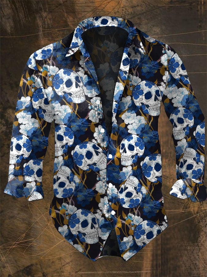 Halloween kemeja lengan panjan - Vintage Hawaiian Floral Shirt ulasan dan harga