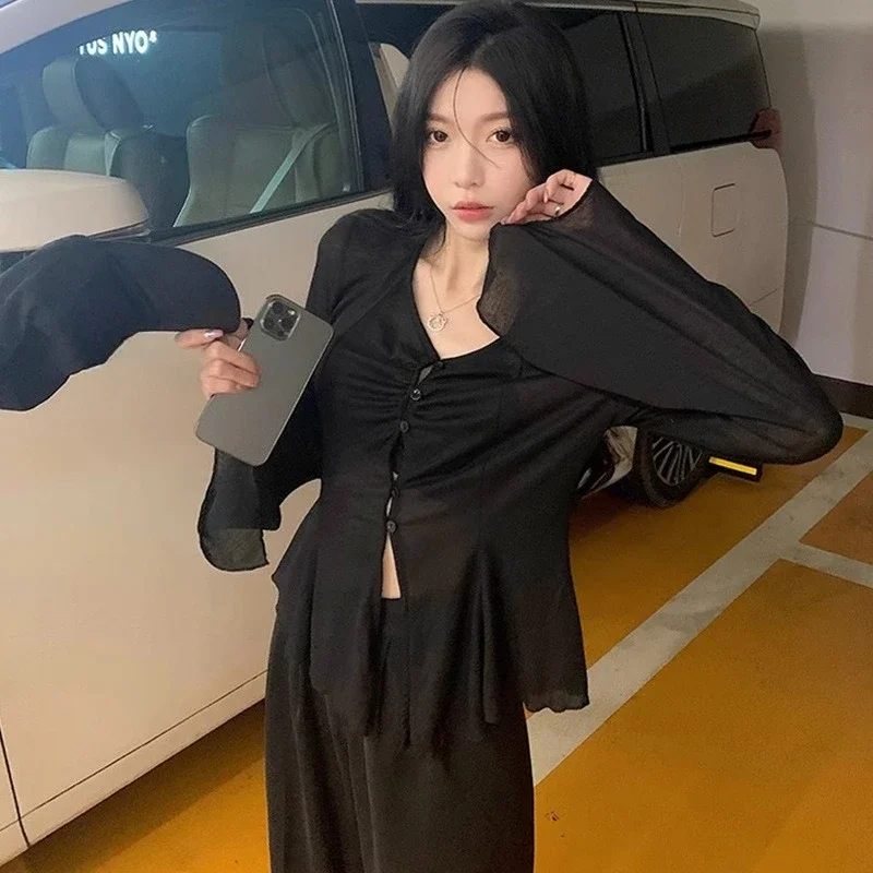 Blus Lengan Lebar Model Sheer  - Shirts ulasan dan harga