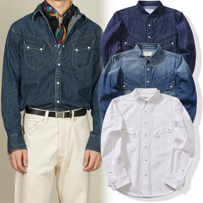 Kemeja Western Kancing Mutiara - Mens Western Denim Pearl Snap Shirt ulasan dan harga