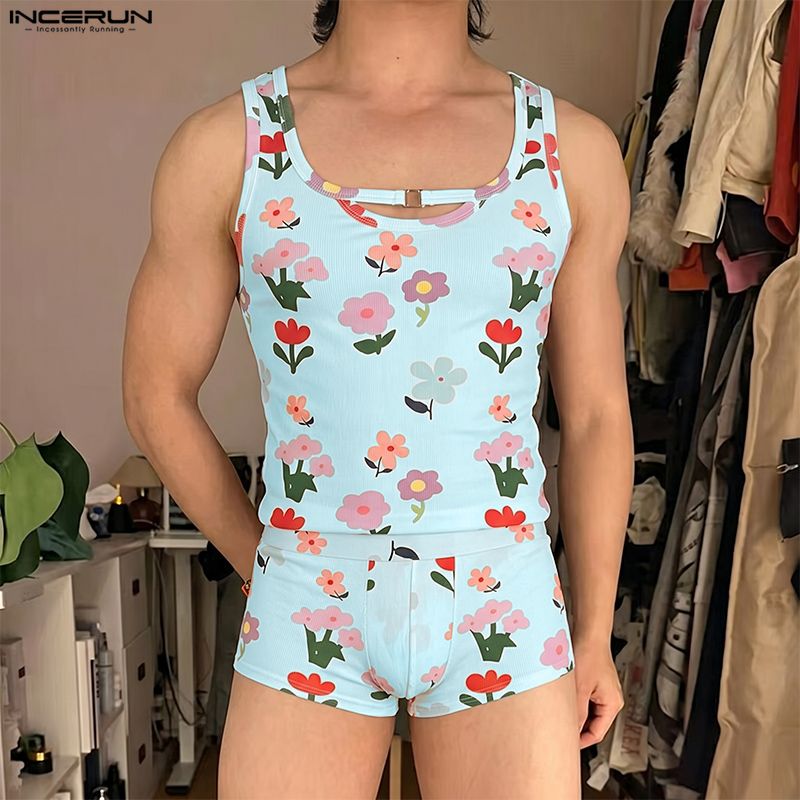 INCERUN Set Pria Motif Bunga P - Shorts ulasan dan harga