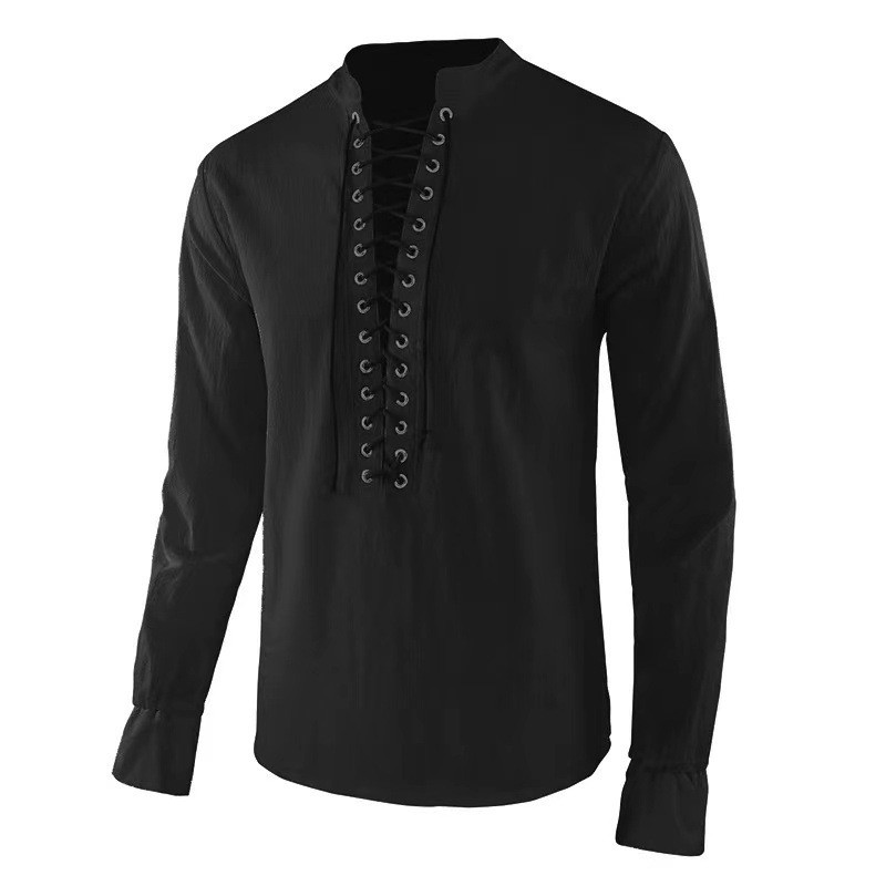 Kemeja Renaisans Pria Baju Baj - Mens Linen Shirt Long Sleeve ulasan dan harga